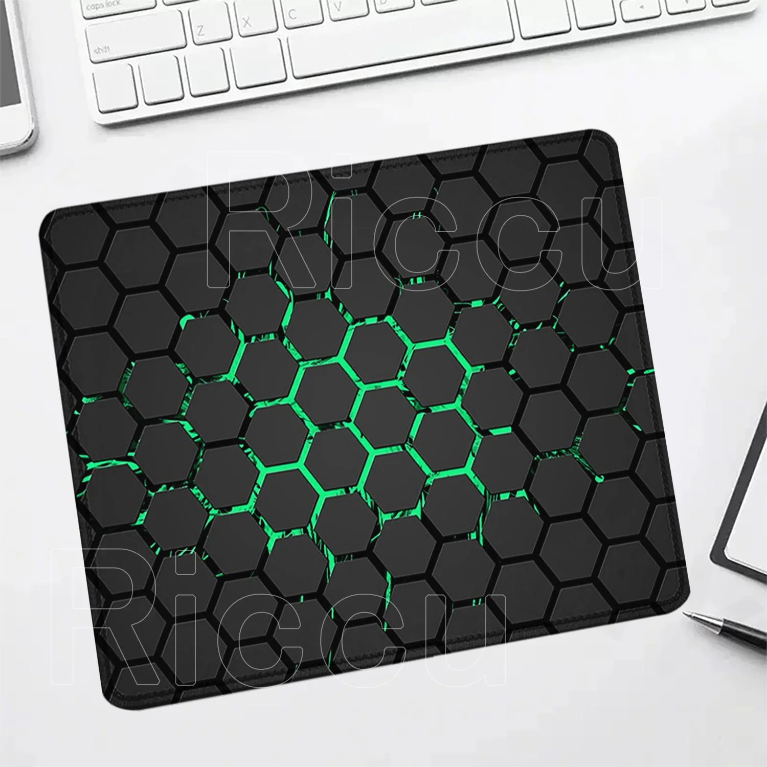 Hexagon Geometric Small Size Mouse Pad Keyboard Gamer Cushion Honeycomb HD Printing Non-slip Rubber Desk Mat Art Design Desk Rug view 3