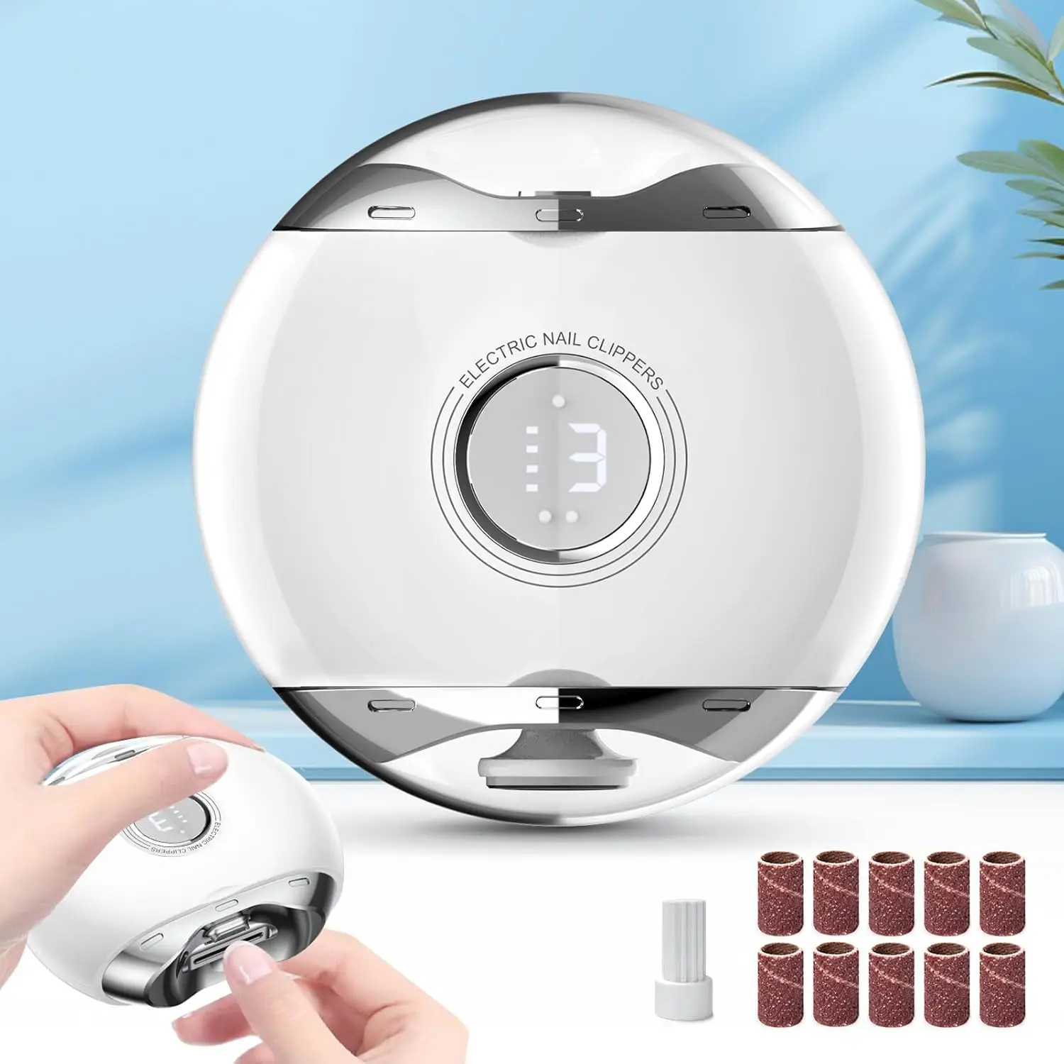 

Электрическая машинка для стрижки ногтей с LED-подсветкой, 3 скорости, перезаряжаемый триммер и полировщик для ногтей