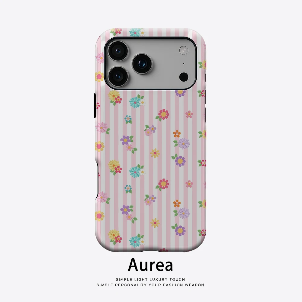 Handyhülle mit Pastellblumenstreifen für magnetische Handyhülle für iPhone 17 16 15 14 13 Pro Max Plus, einzelne doppelschichtige robuste Hülle