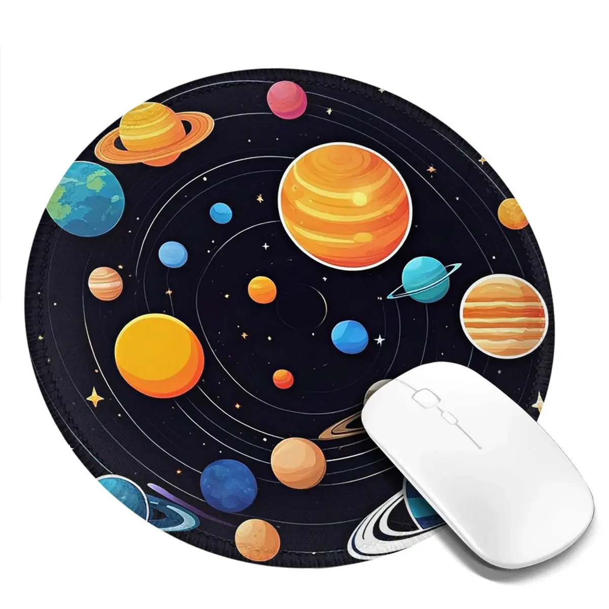 Solar System Space Planets Universe Round Mouse Pad Computer Keyboard Mouse Mat Gamer PC Desk Mat Office Accessories Table Mats