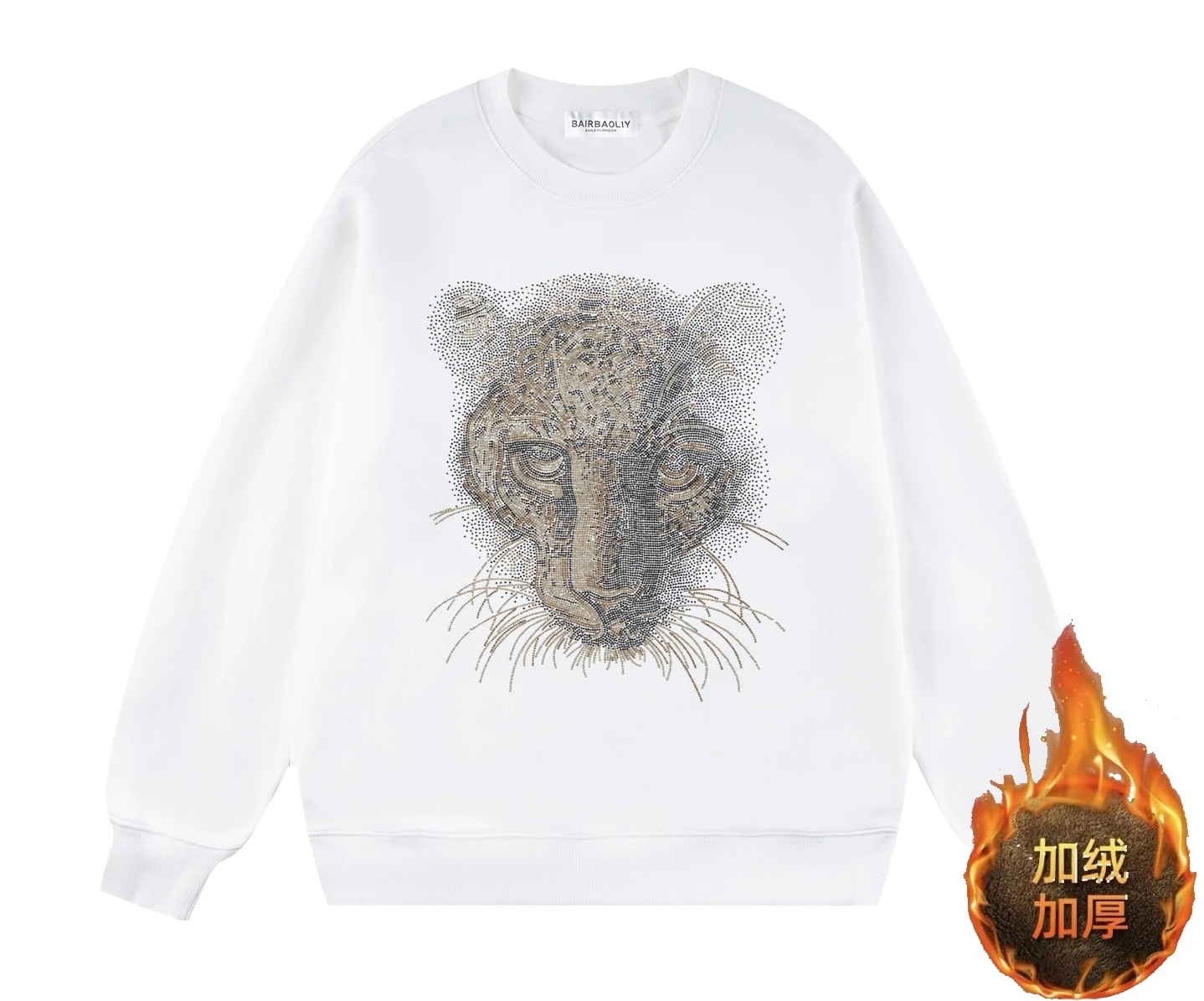 Autumn Winter New Trend Heavy Rhinestone Round Neck Sweatshirt Light Luxury Fashion  Loose Casual Long Sleeve Pullover for Men