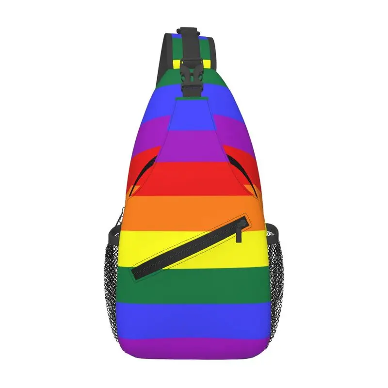 Mochila cruzada con bandera de arcoíris LGBT personalizada para hombres, bolsos de pecho de hombro para viajar