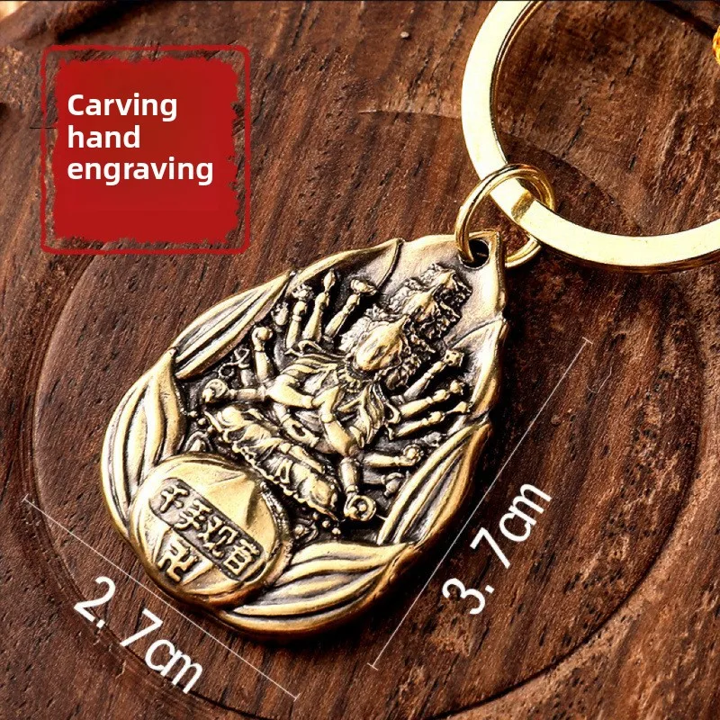 2pcs Twelve Zodiac Keychains, Eight Guardian Deity Pendants, Real Copper Hollow Gourd Cinnabar Copper Five Emperor Coin Pendant