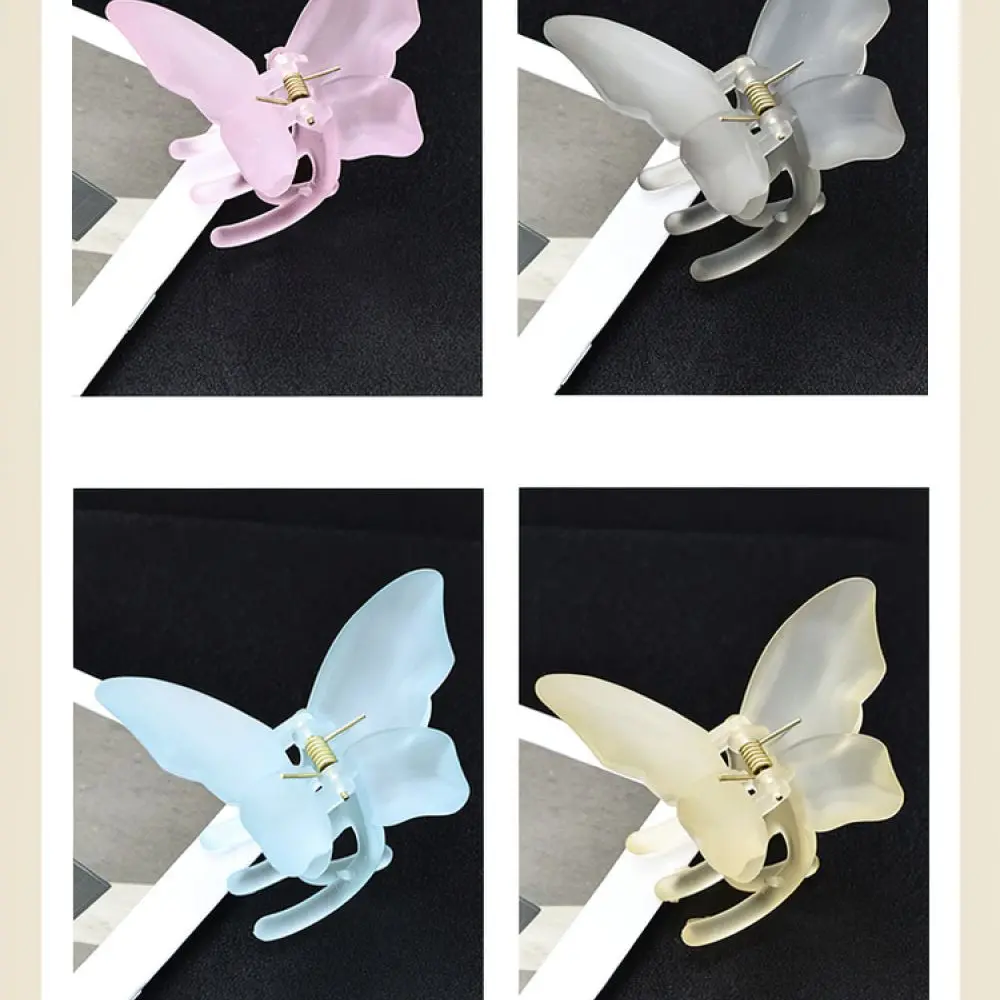Pretty Matte Butterfly Claw Clip Acrylic Transparent Shark Clip Elegant Hairpin For Women Fashionable Hair Styling Tool