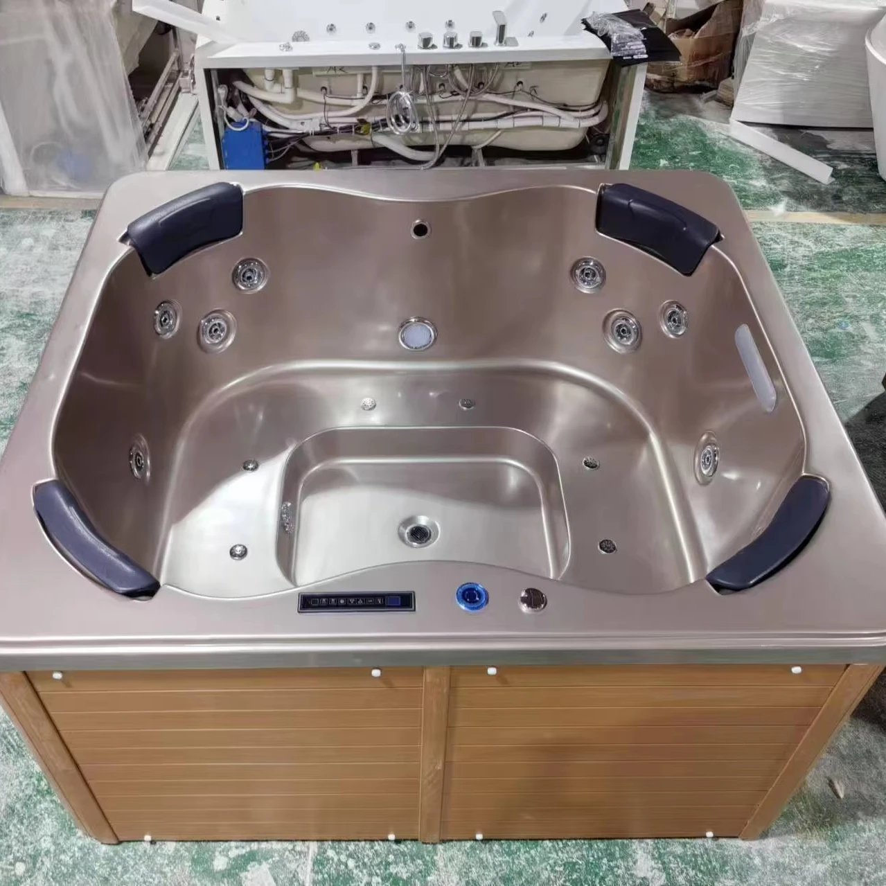 Cáscara acrílica de lujo, bañera de hidromasaje de 4 asientos, Spa de natación al aire libre con Jacuzzier y baño de masaje para fiestas