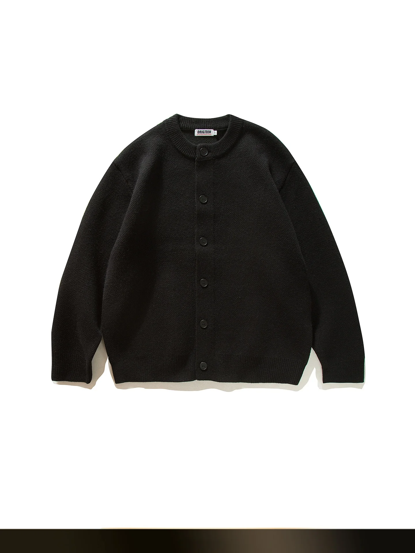 

Retro Japanese Sle round Ne Open Cardigan Sweater Loose Couple Pure Color Simple Knitted irt for Autumn And Winter