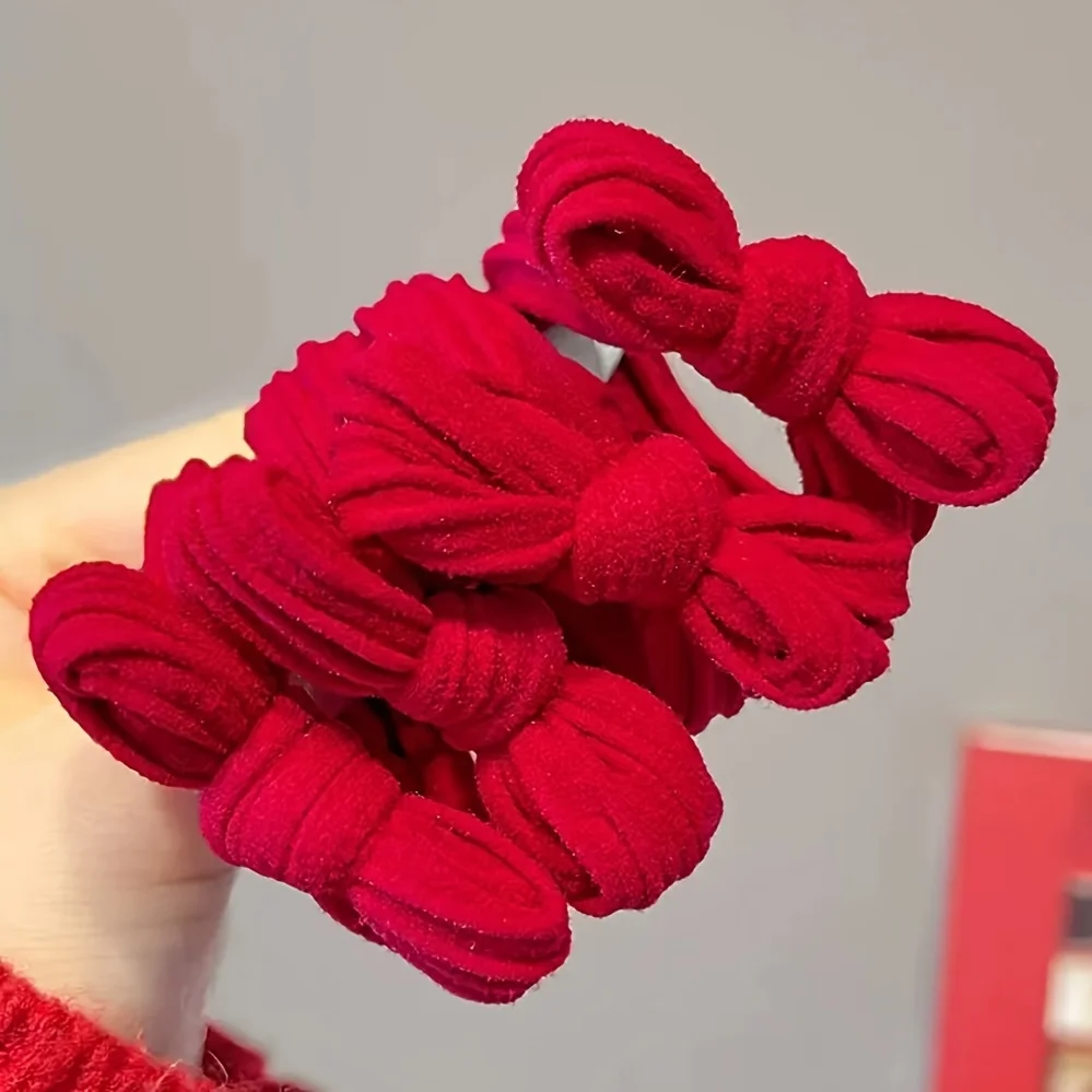 10 Stück rote Haargummis, superstarke elastische Haarbänder, Neujahrspartys, Hochzeiten, langlebiges Haar, sicheres Haarband, Party-Haarbänder – Detail 2