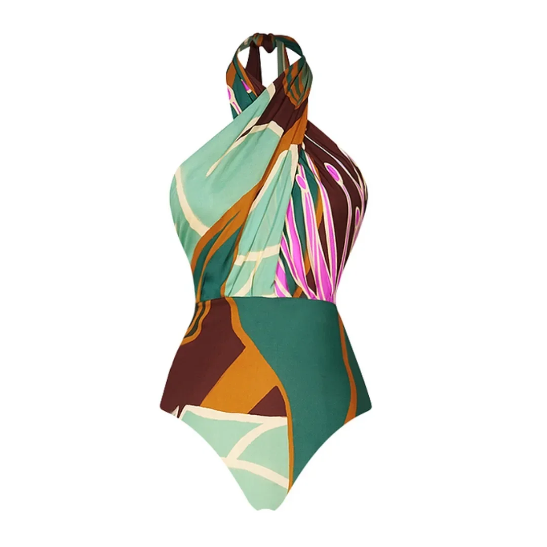 2024 High Quality One Piece Swimsuit Floral Ruffle Printed Push Up Women Bikini Set Swimwear Slimming Bathing Suit Beach Wear