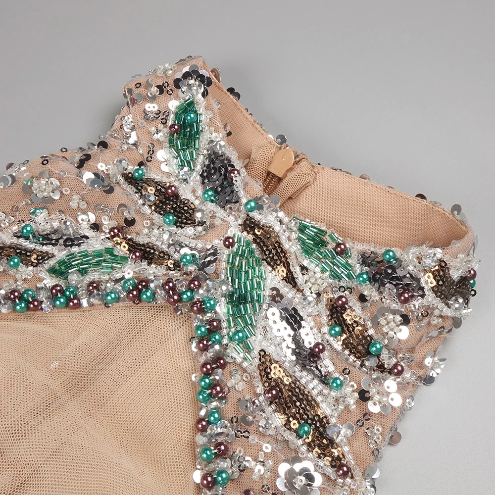 VC sprankelende groene pailletten kristallen uitgesneden zeemeermin mouwloze jurk voor ballenfeest