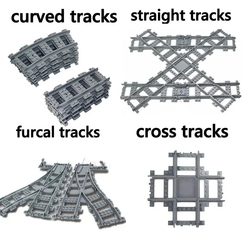 ใหม่ City Trains รางยืดหยุ่นนุ่มตรงรางโค้งสวิทช์ Building Block รถไฟรุ่นของเล่นสร้างสรรค์สําหรับของขวัญเด็ก