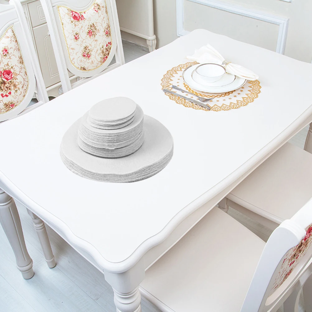 

48 PCS Dish Protector Round Table Place Mats Felt Pot Pad Placemats Dishes Coasters