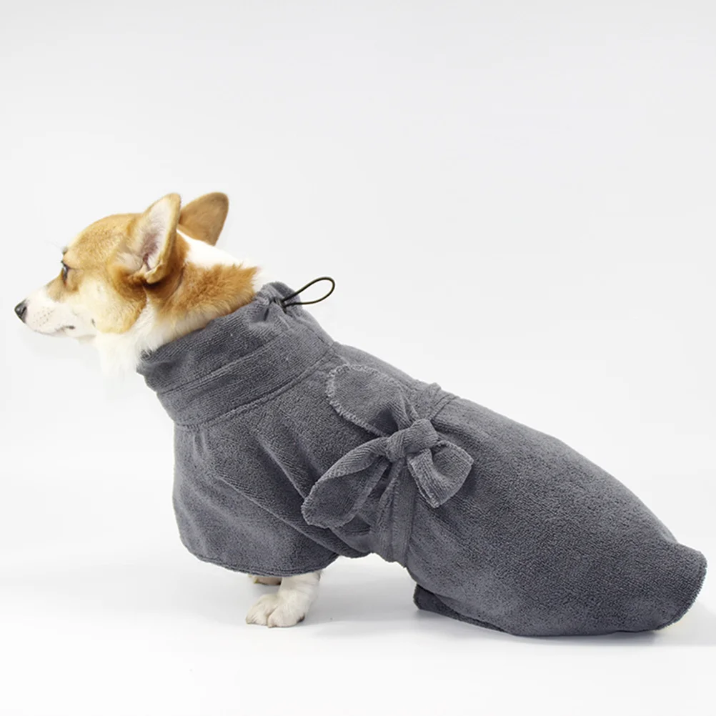 

Super Absorbent Dog Bath Robe Pet Bath Towel Size M Gray Quick-Drying Machine Washable Drying Towel for Cats Dogs