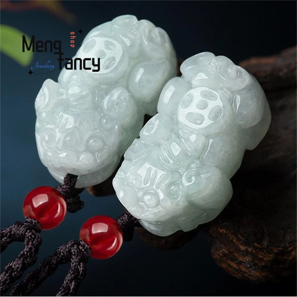 Natural Myanmar A-goods Jadeite Pixiu Fortune Jade Pendant Exquisite Engraver Best Selling Fashion Jewelry Mascots Holiday Gift