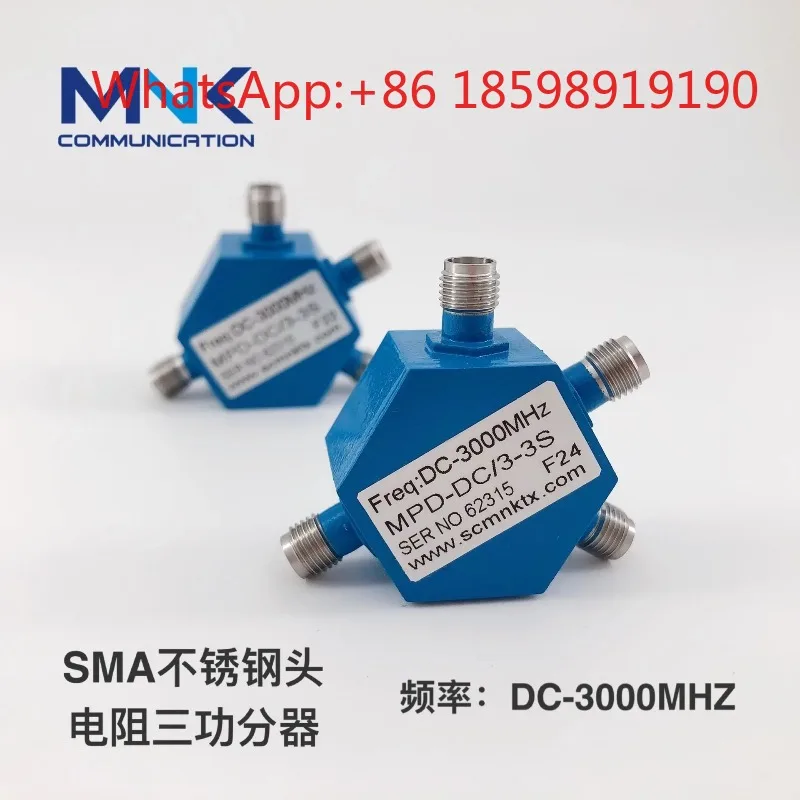 SMA Female DC-3000M (DC-3G) Microstrip 1-to-3 Resistor Power Divider, Suitable for RF Signal Distribution
