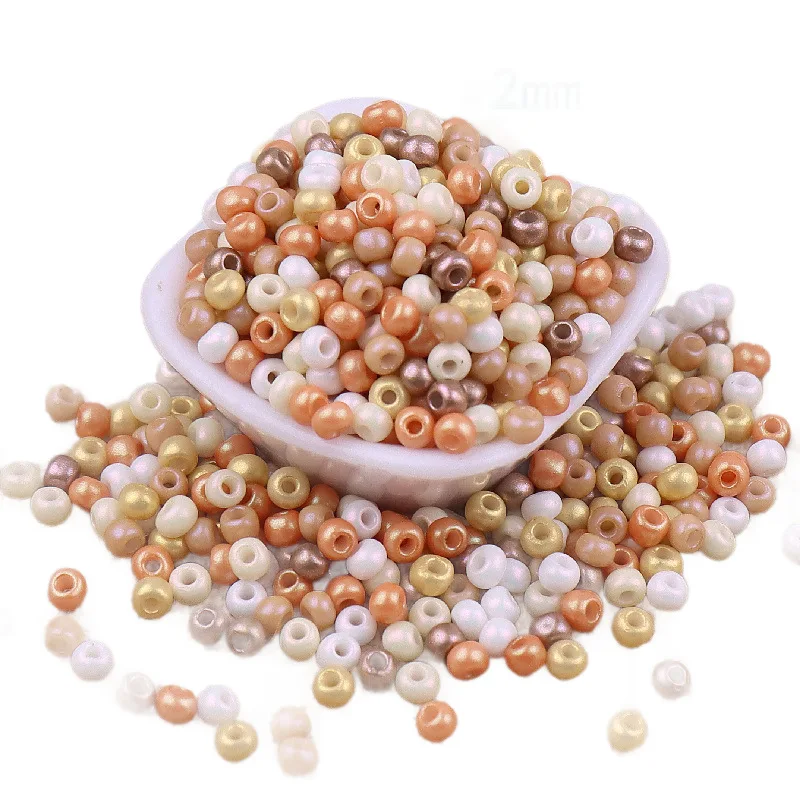 Super Excellent 2mm Color Retention Wear-resistant Pearl Color Glass Rice Beads DIY Hand-woven Clothing Bead Loose Bead Material