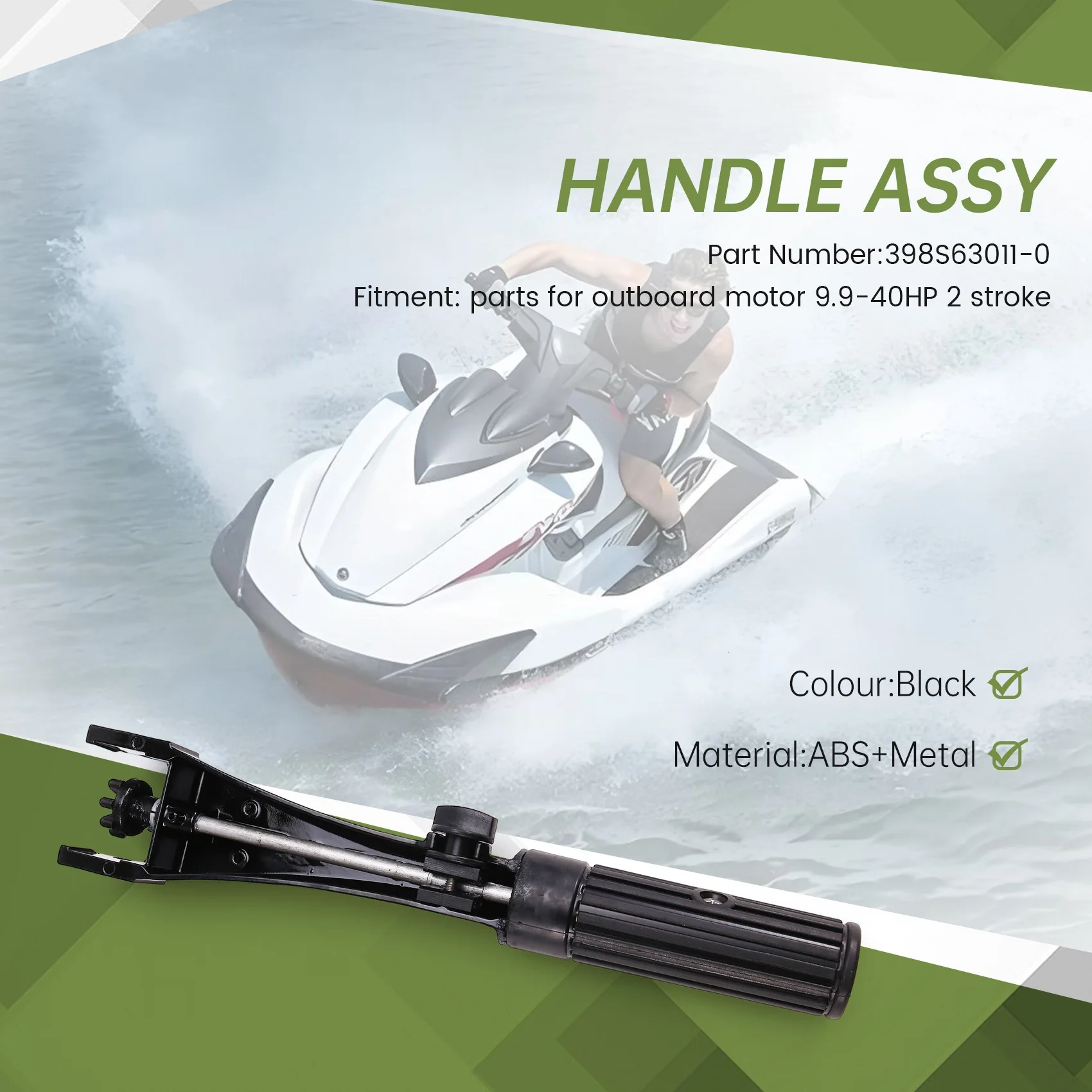 

398S63011 Handle Assy For Tohatsu 2 Stroke M9.9 M15 M18 25C 30A 35C M40C 9.9HP 15HP 18HP 25HP 30HP 35HP 40HP 398S63011-0