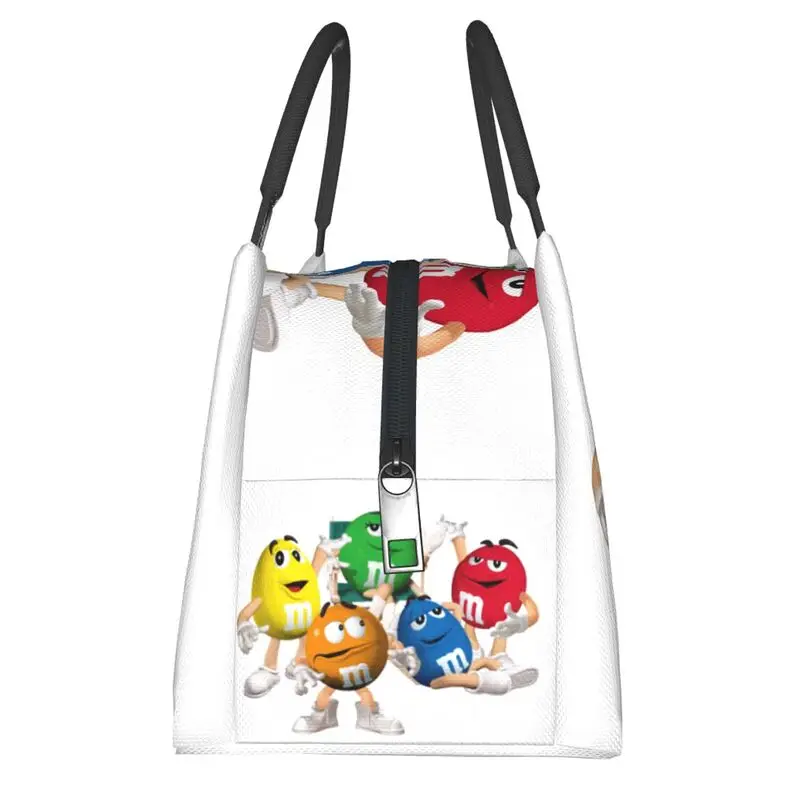 M & M Chocolate Candy Insulated Lunch Bags for Women Portable Cartoon Character Cooler Thermal Bento Box Office Picnic Travel