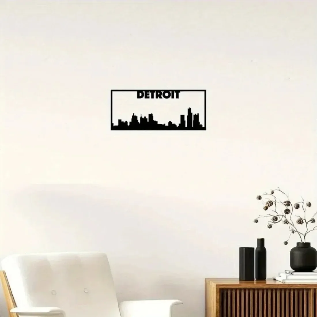 CIFBUY Detroit City Skyline Metal Wall Art Sturdy Iron Handcrafted Cityscape Decor For Living Room Home Decoration Gift