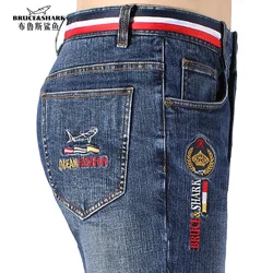 2024 Winter Thicken Men's  Jeans Bruce&Shark New  Straight Leg  Loose Fit Jeans for Men Fashion Casual Demin Man Pants Big Size