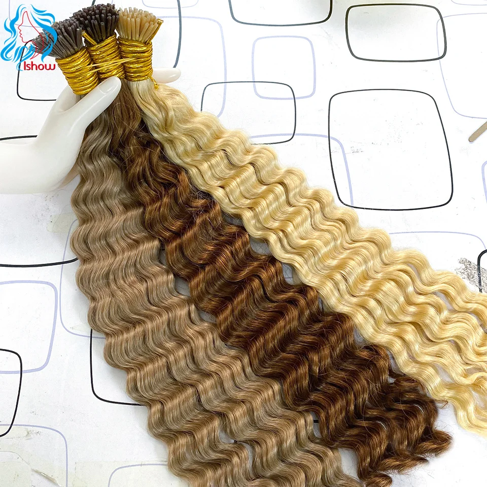 

Raw Virgin Keratin Curly I tip Hair Extensiones Deep Wave I Tip 100% Human Hair Russian Straight I Tip Natural Hair Extensions