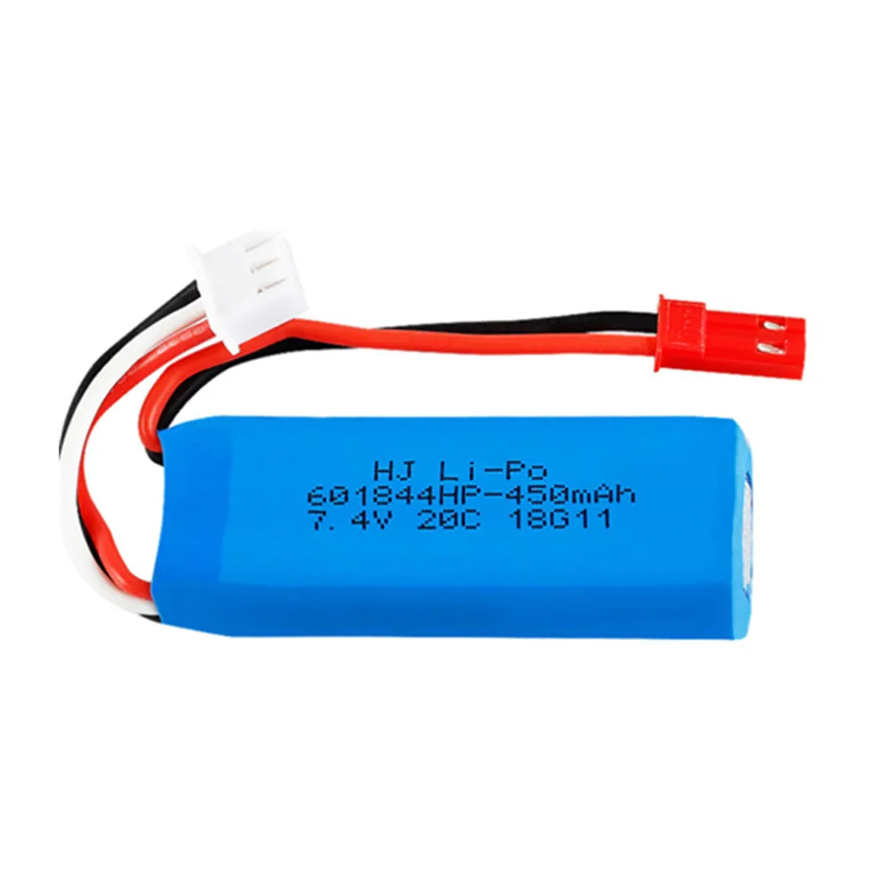 Batteria Lipo 7.4V 450mAh 20C per WLtoys K969 K979 K989 K999 P929 P939 RC auto 2s 7.4v giocattoli batteria JST Plug 601844HP