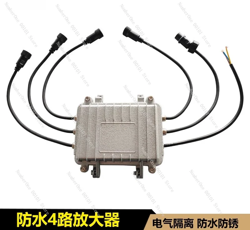 Waterproof 4-Way DMX512 Signal Amplifier, Outdoor Stage Light Splitter for Beam Moving Head Light, IP65 Repeater