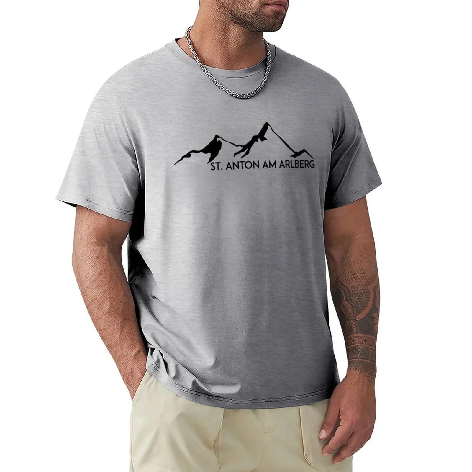 SKIING SAINT ANTON AM ARLBERG Ski Mountain Mountains Skis Silhouette Snowboard Snowboarding T-shirt