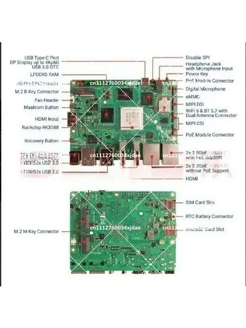 RK3588 Single Board Computer 12GB RAM Support SD & M.2 DIY Development Board