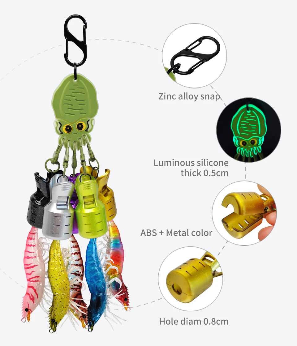 Neue 6 stücke Galvanik Webfuß Octopus Egi Haken Schutz L Größe Tragbare Tintenfisch Jig Köder Abdeckung Regenschirm Köder Kappe Zubehör – Detail 4