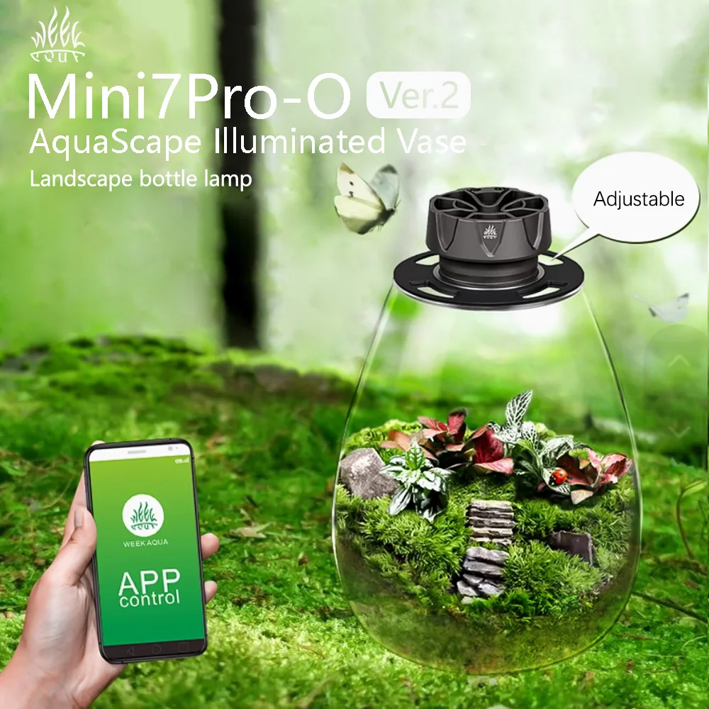 

WEEK AQUA Mini 7 Pro-O CREE COB 7W Bluetooth LED Aquarium Light Nano Tank Plant Grow Light High PAR Freshwater Aquascape Lamp Tr