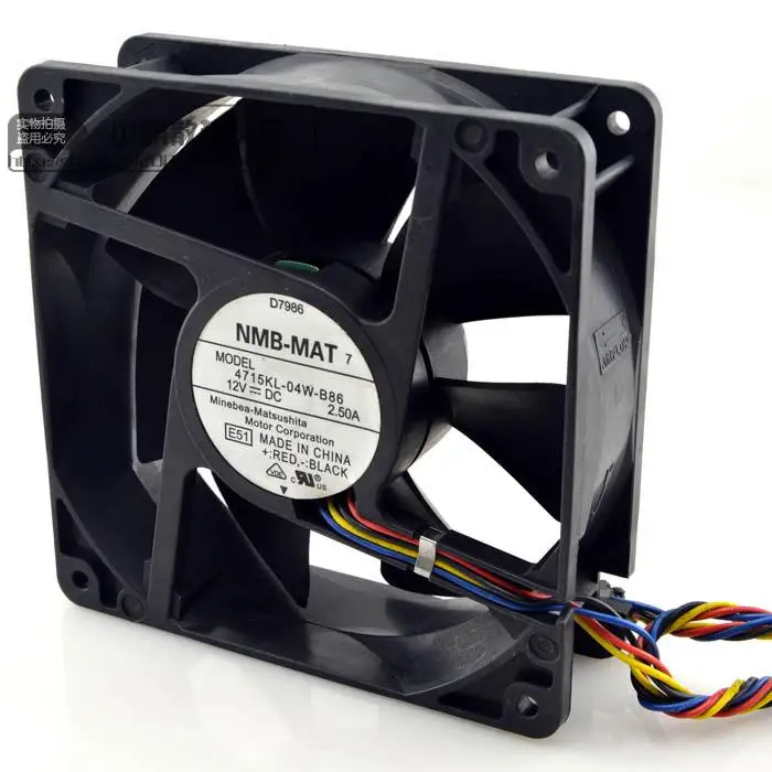 Ventilateur de refroidissement de serveur à 4 fils, NMB E51 DC 12V 2.50A 120x120x38mm