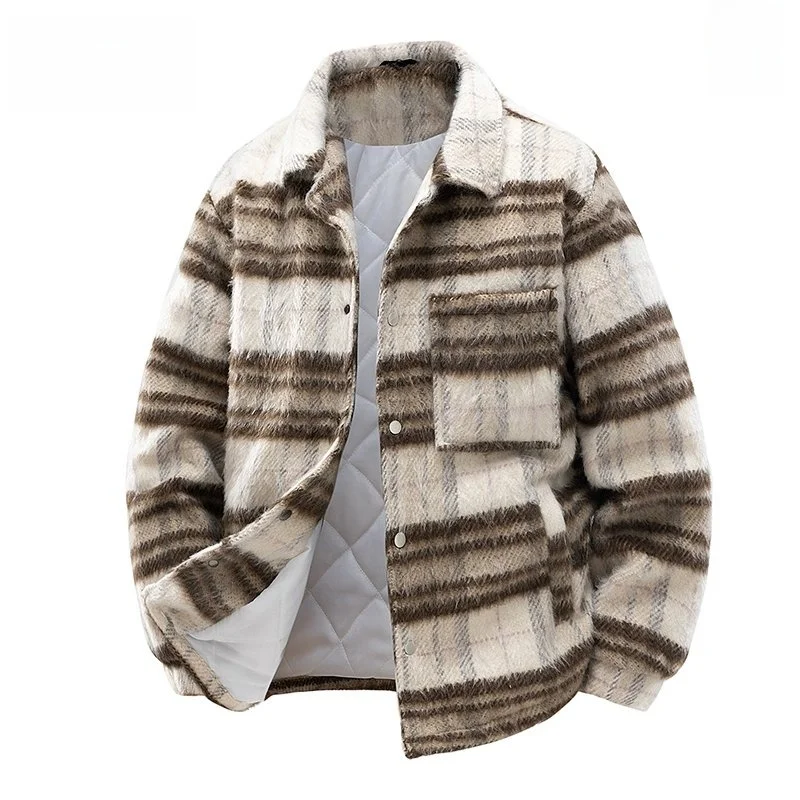 

Мужское шерстяное пальто TUCANO: модное зимнее пальто с отложным воротником в клетку, в американском винтажном стиле, свободного кроя, теплое