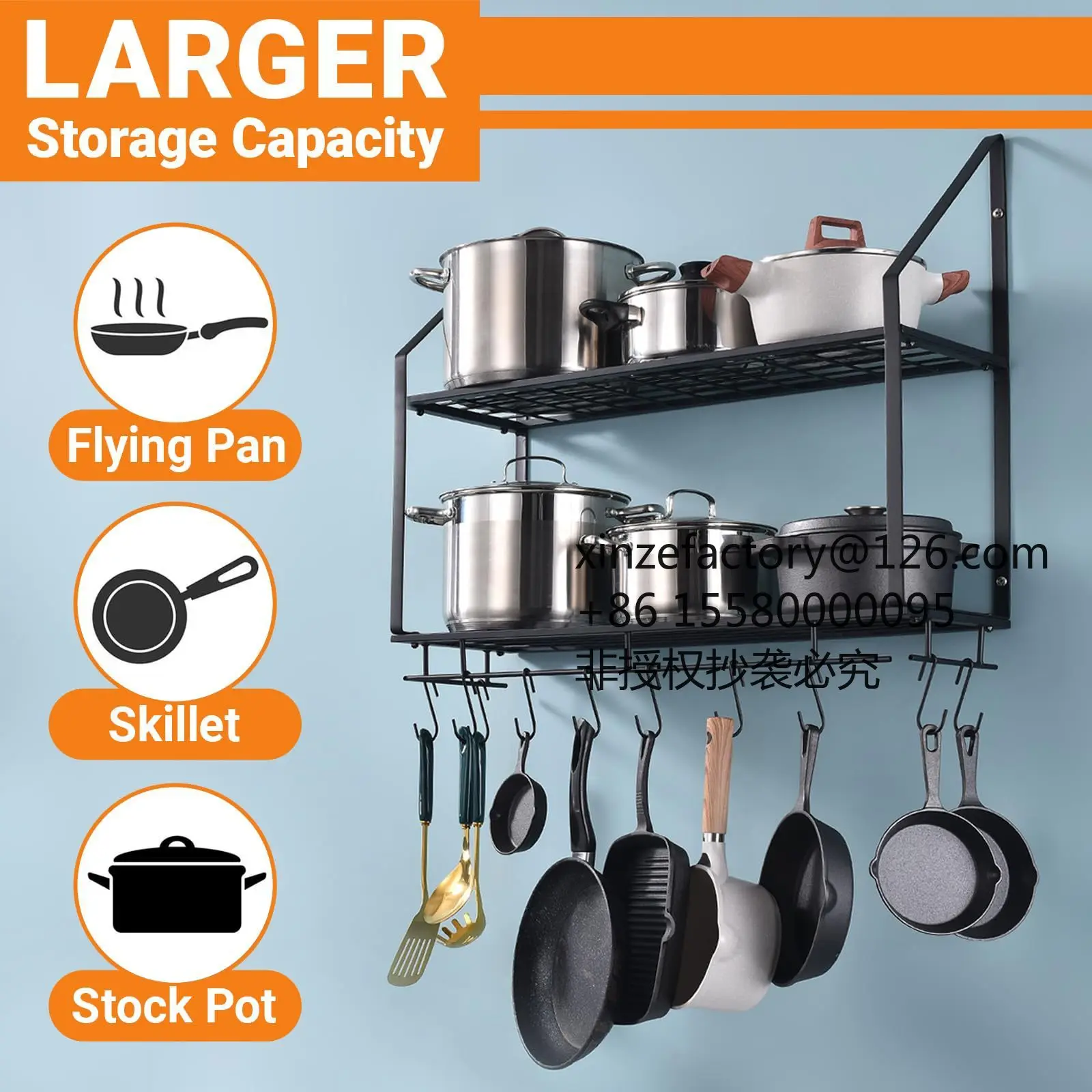 Factory Direct 2026 Top RatedCross-border kitchen supplies rack multi-layer storage  pot multi-layer classification hanger