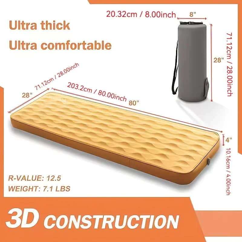 Colchoneta autoinflable AIRELAX, colchón de aire con dureza ajustable, adecuada para camping/carpas/camping en coche, uso en todas las estaciones