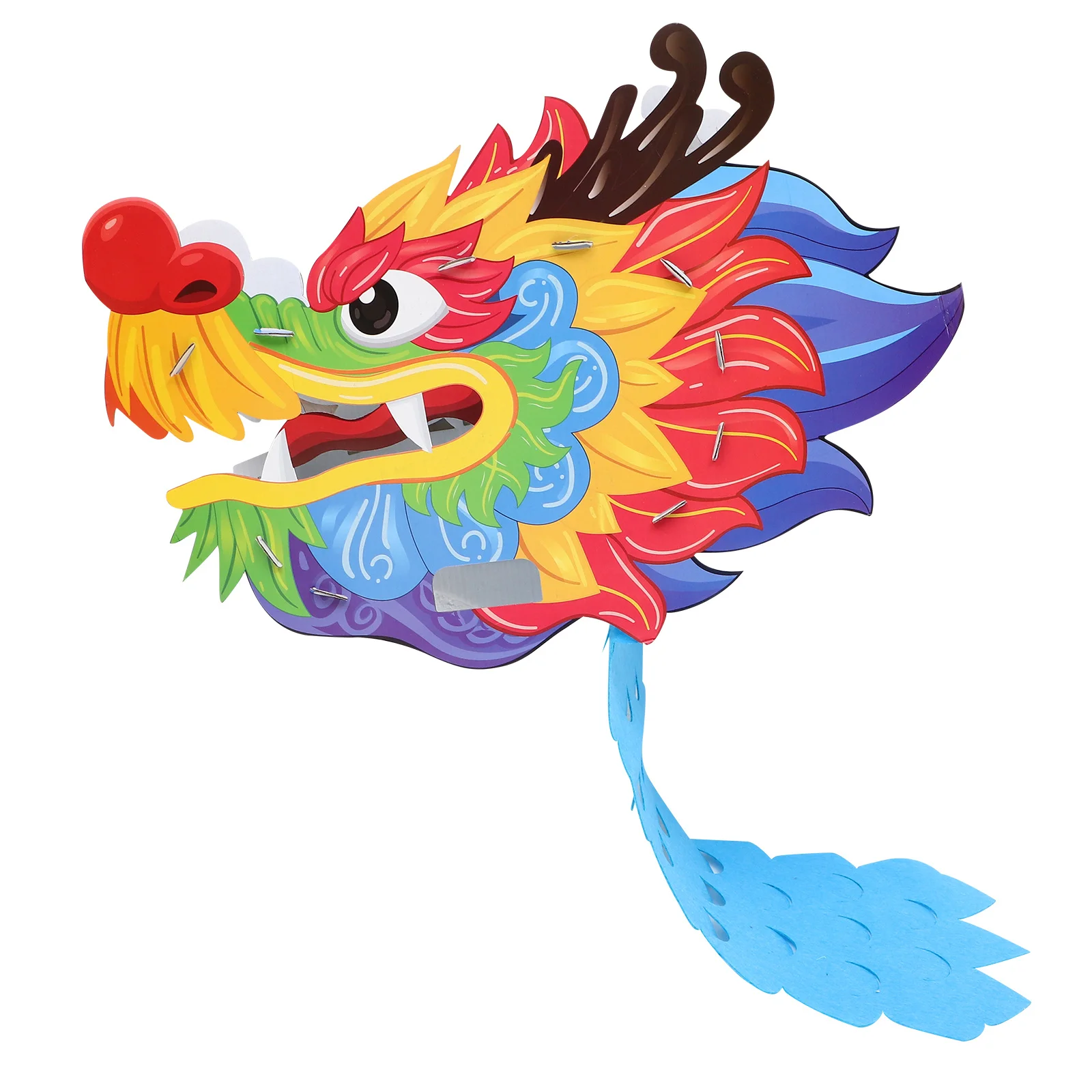1 set 1 set Diy Papier Draak Hoofd Voor Kinderen Chinese Stijl Wearable Craft Heldere Kleur Decoratie Handwerk Kits Voor kinderen Diy