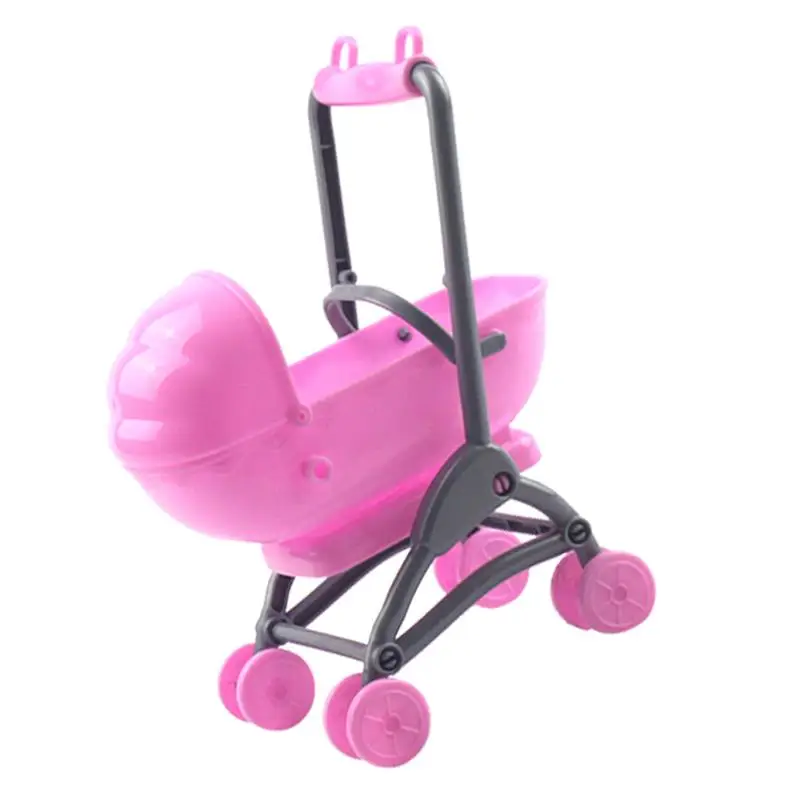 Pink Baby Stroller Trolley Nursery Furniture Carts Toys For Christmas Birthday Gift For Girls Cartoon Stroller Toy