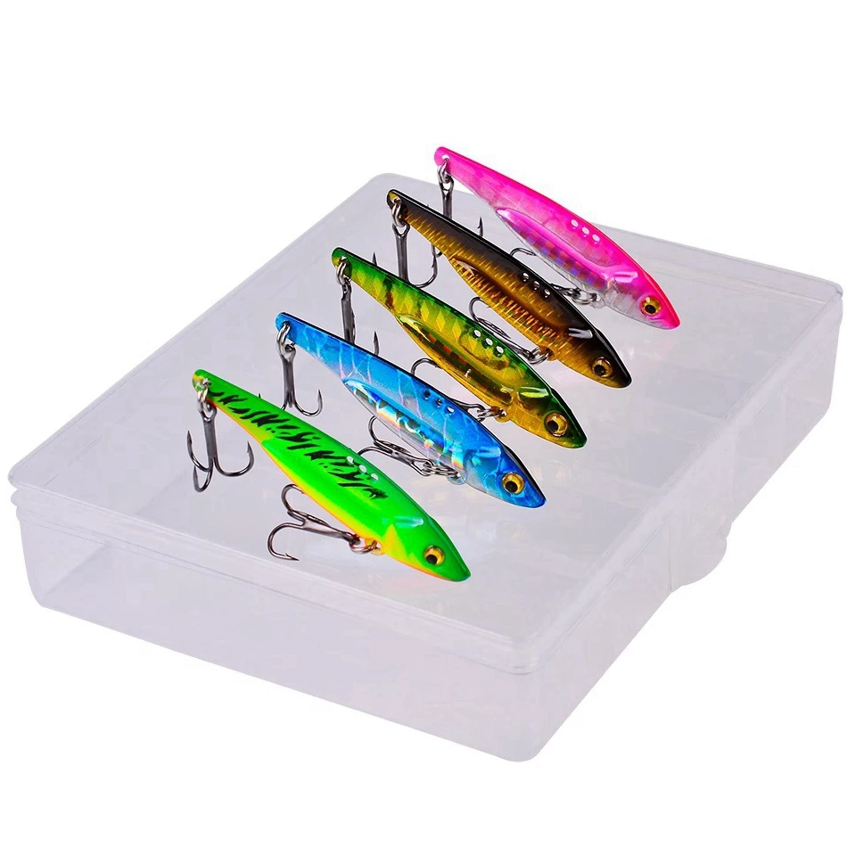 

5pcs/box Realistic Design 17g Multi-Color Jig Head VIB Fishing Lures for Bass Trout Fishing, Sinking Lures