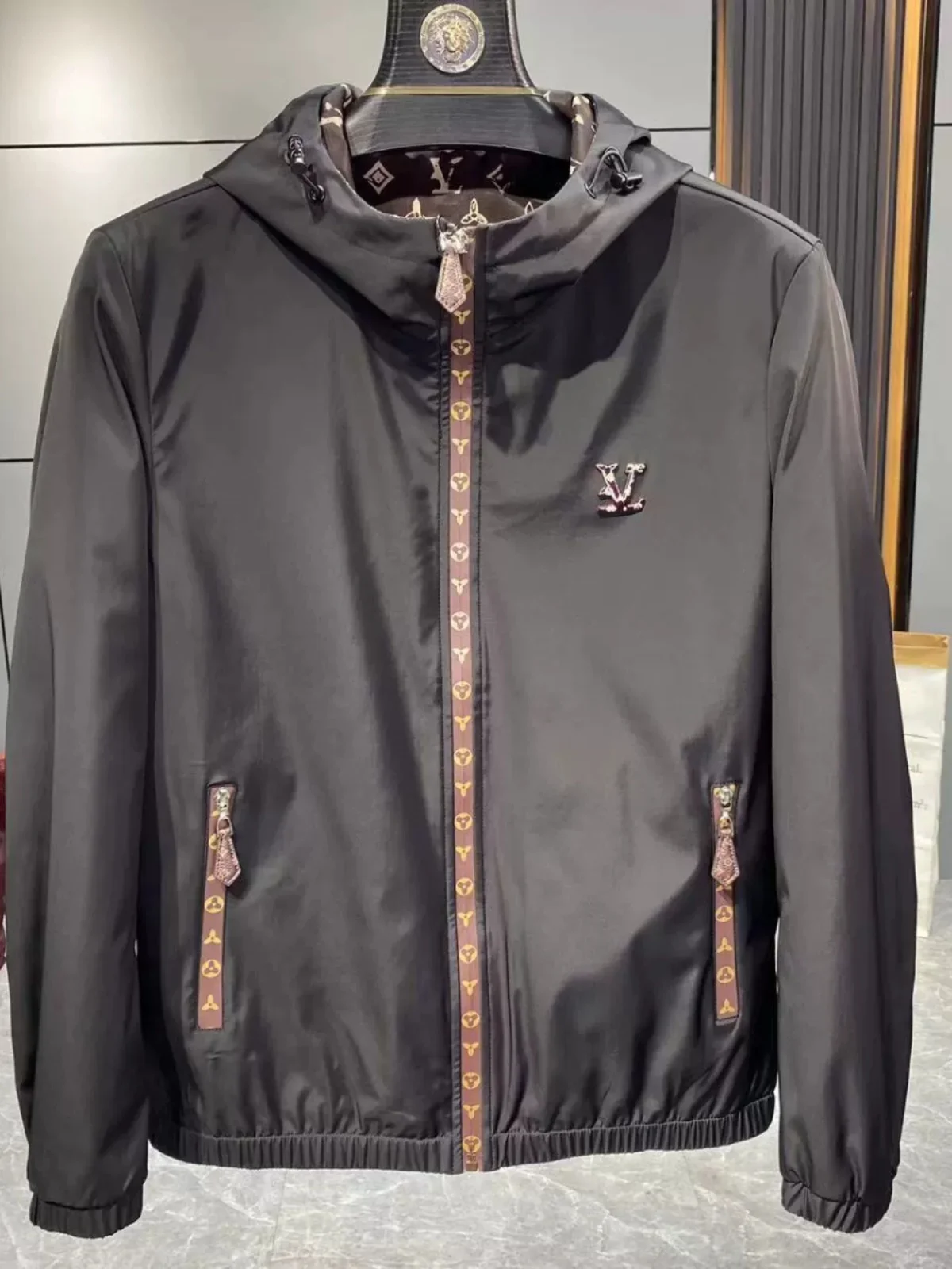 

American Sle Men's Hooded Jaet Lightweight Luxury Trendy Letter Bae Spring Autumn New Sle Slim Fit Casual Coat