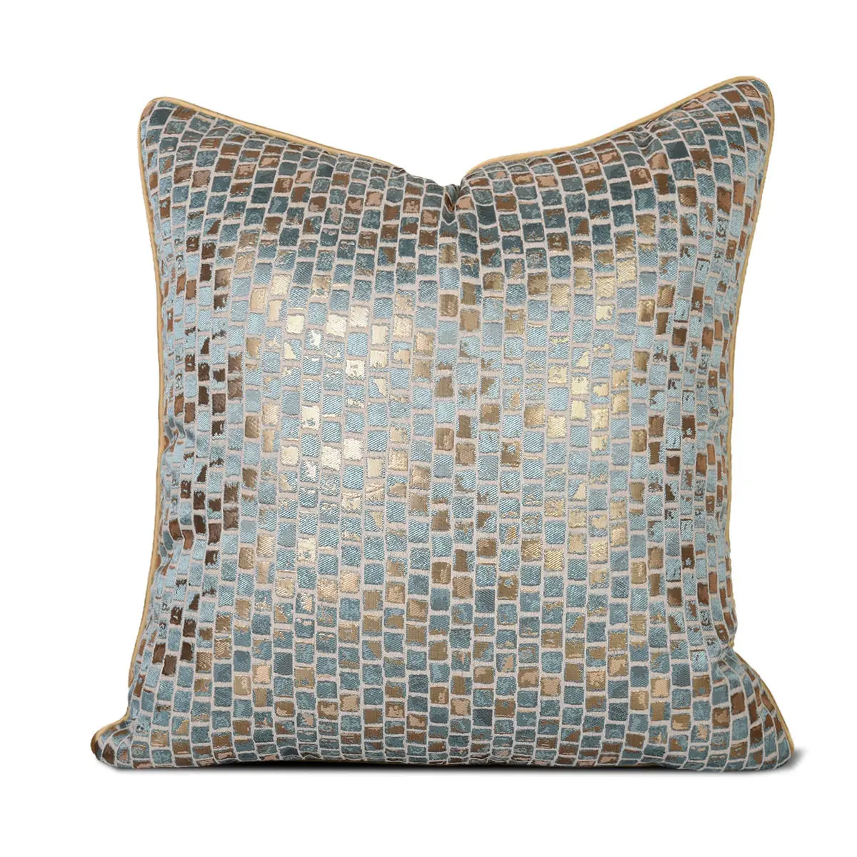 Luxury Cushion Cover Plaid Plaid  Blue/Gold Colors Pillowcase Decorative For Home Hotel Sofa Pillow Cover Design