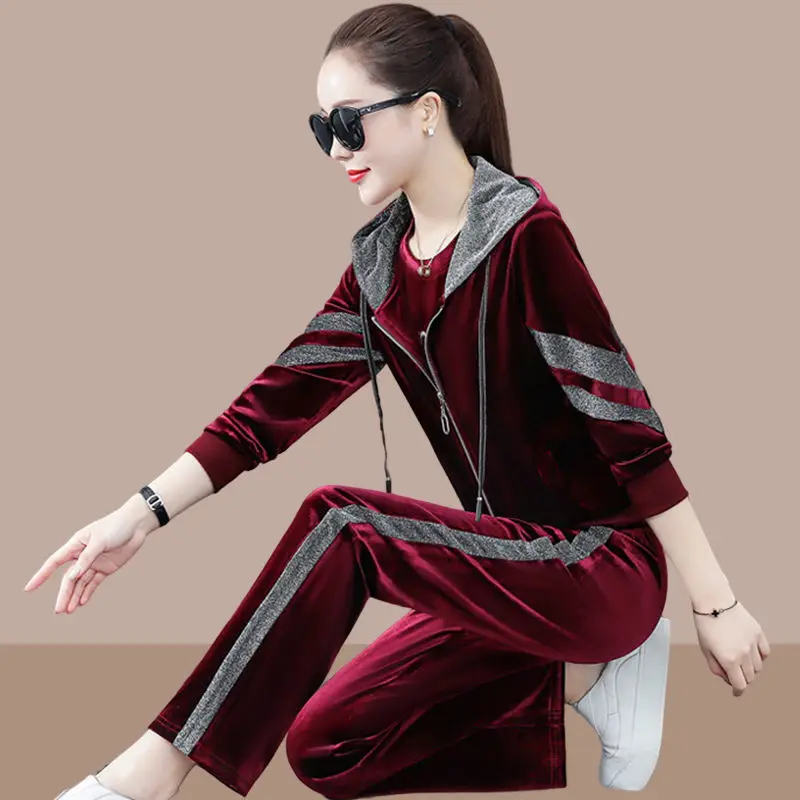 Leisure suit Spring and Autumn new fashion high-end sportswear loose temperament women's three piece set