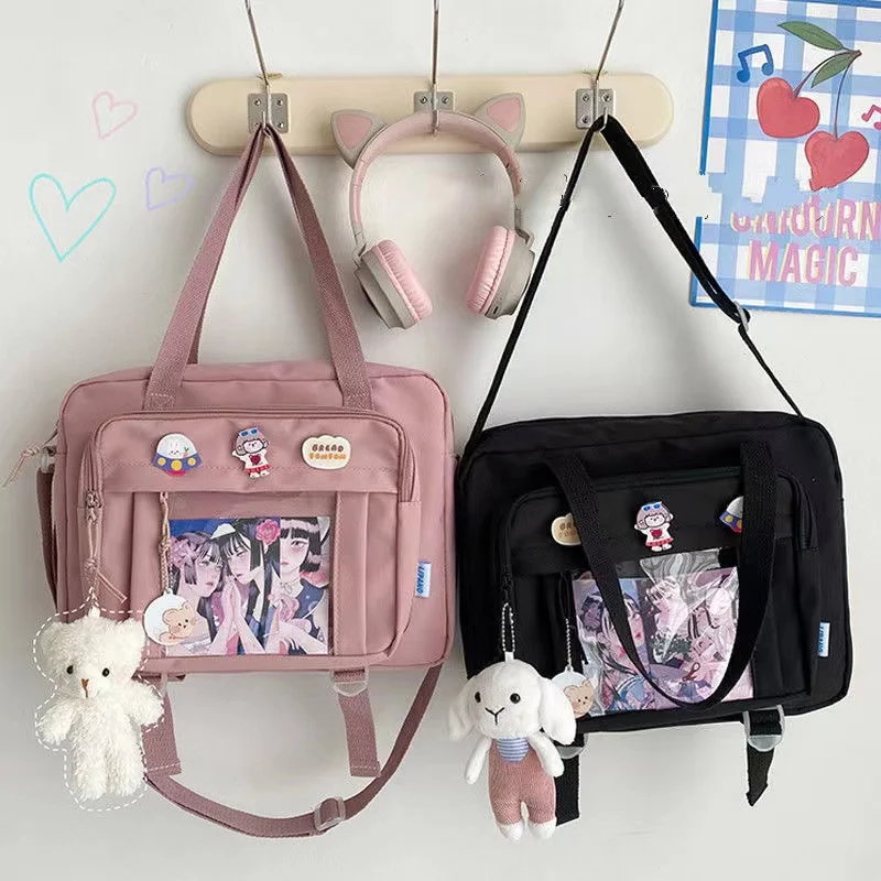 Japanese High School Girls Crossbody Bags Nylon Book Bag Transparent Itabag Women Handbags JK Bag Second Element  Shoulder Bag