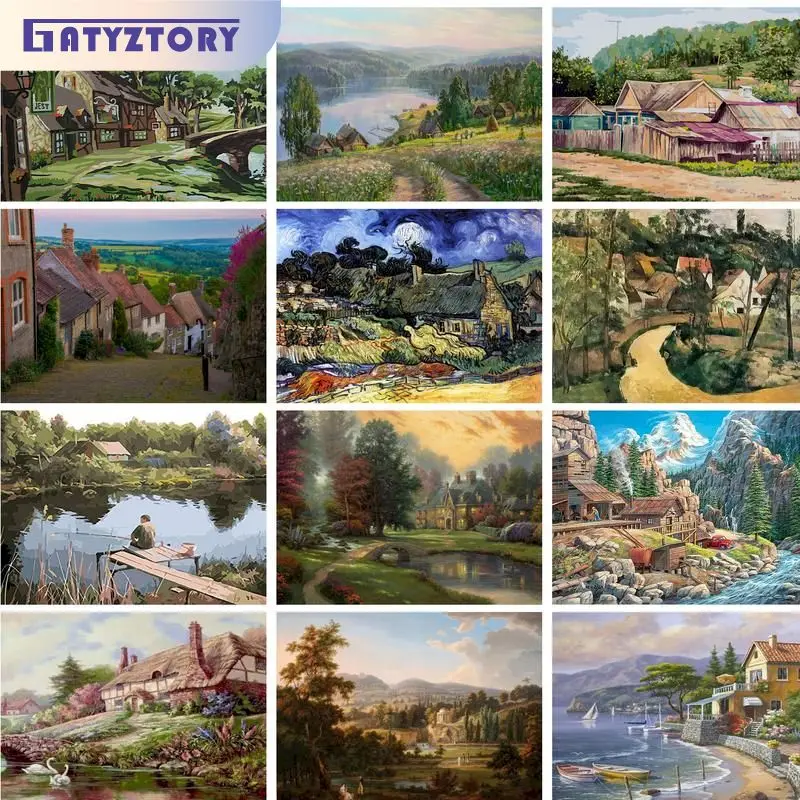 

GATYZTORY Modern Painting By Numbers On Canvas Countryside Handicraft Drawing On Number For Adults Wall Decor Gift Artwork