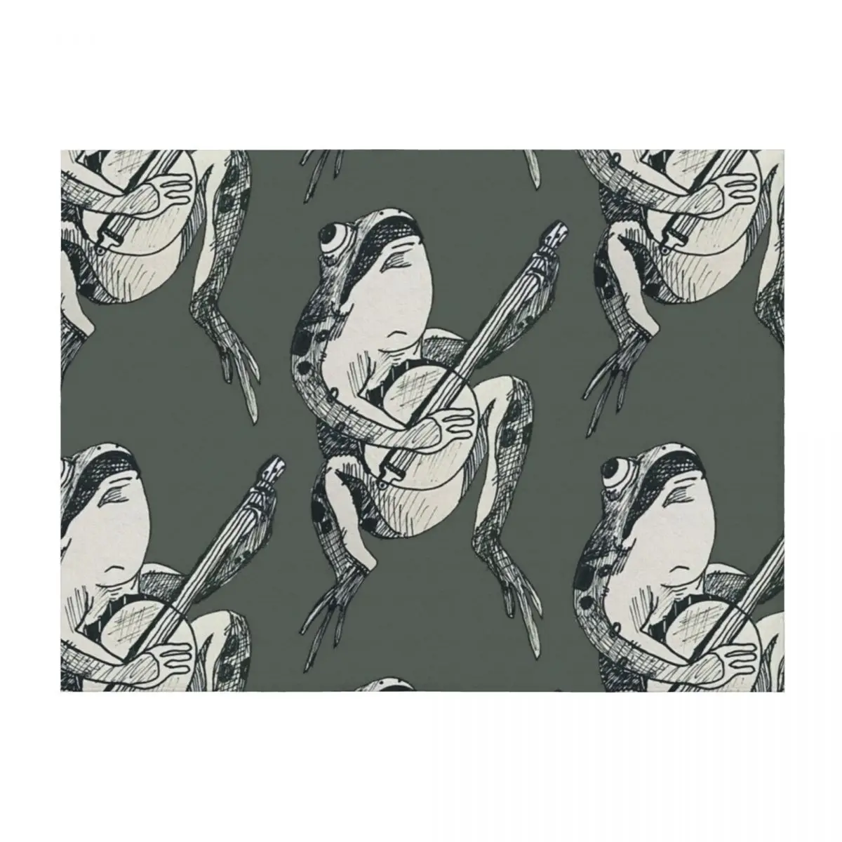 

stinky frog playing his banjo Throw Blanket Hair bed plaid Summer Hairys Blankets