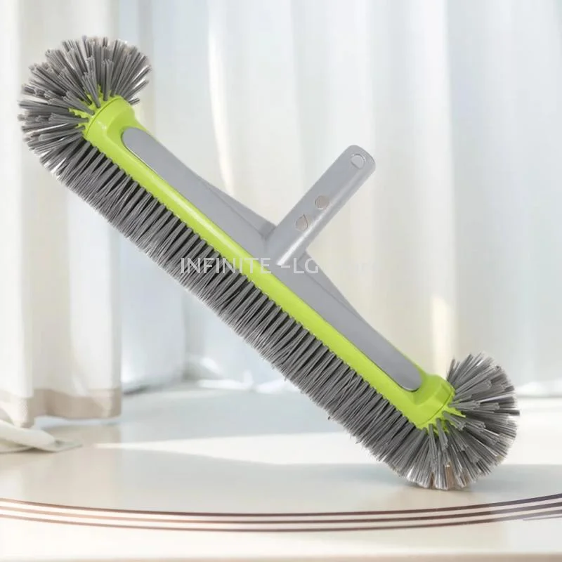 High-Performance 45CM Aluminum Pool Brush Head Ideal for Corner Cleaning, with 7 Rows of Nylon Bristles.