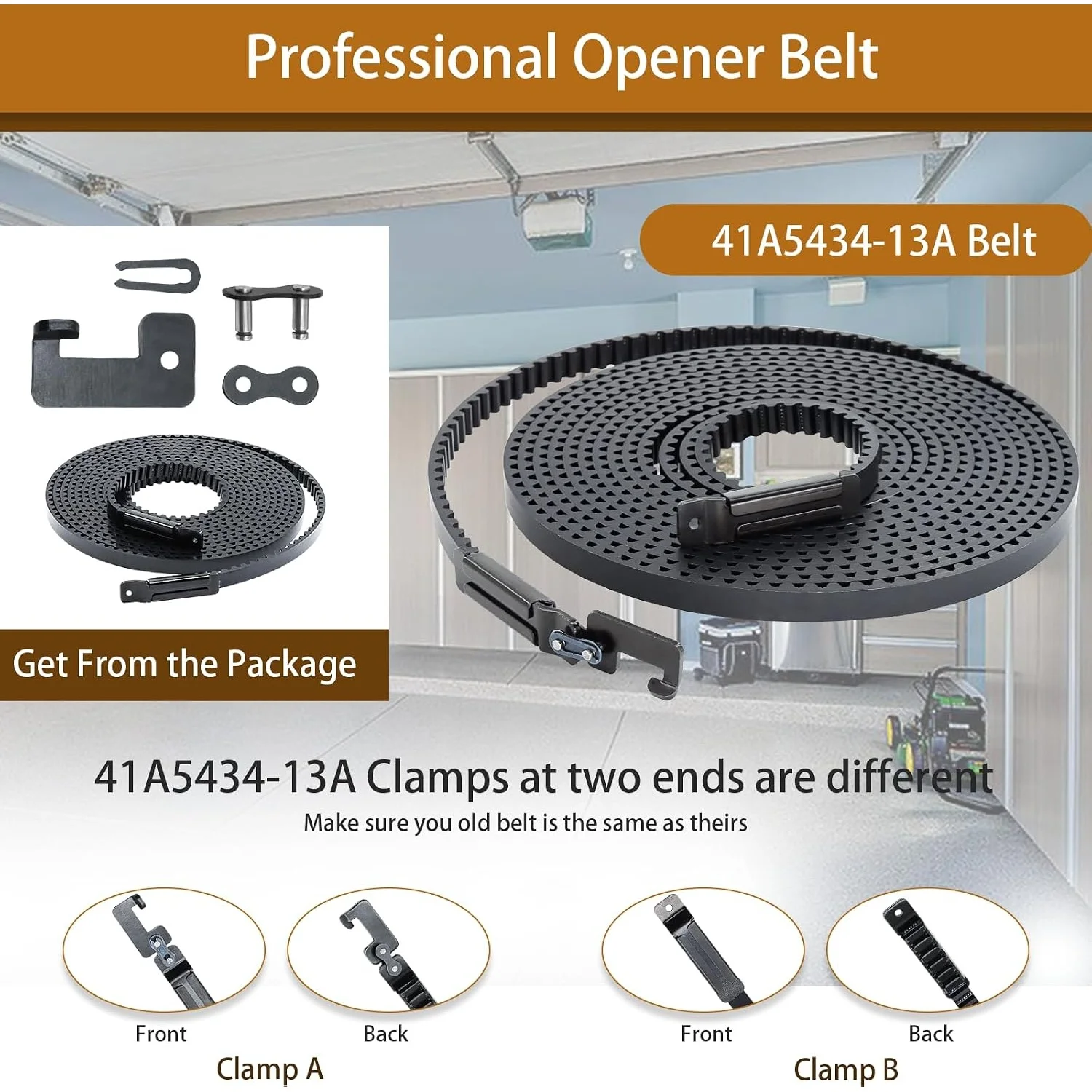 41A5434-13A Drive Belt, 257'' Garage Door Opener Belt 41A5434-13 For 8ft High Garage Doors, Replacement Belt Compatible With LiftMaster/Chamberlain/Sentex/Whisper Drive Belt Models 3280, 2280, 2280R