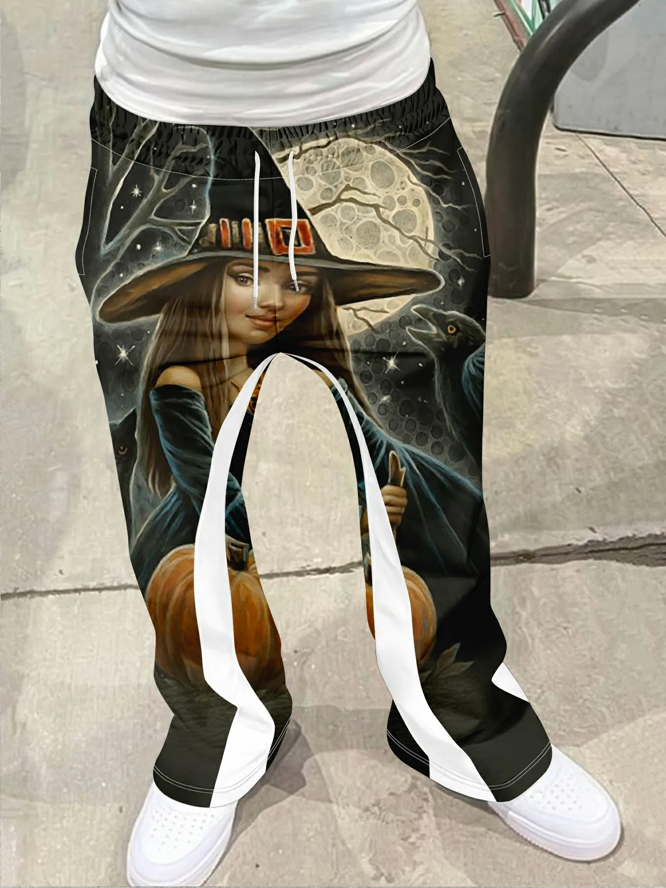 

Мужские повседневные уличные стильные модные модные слегка расклешенные черно-белые спортивные штаны с цветными блоками, мужские брюки