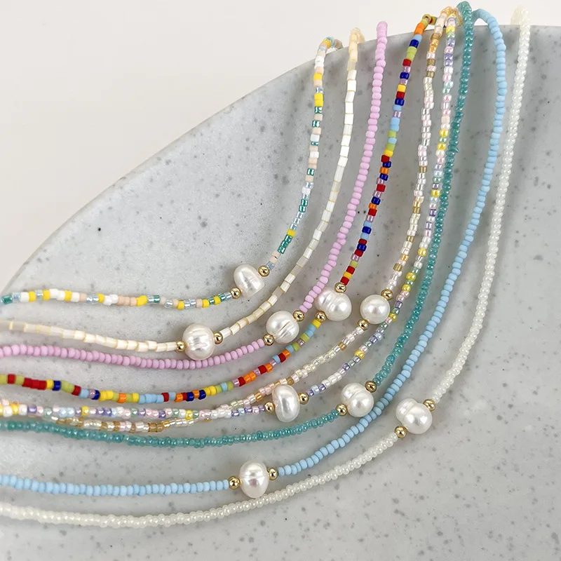 2023 New Arrival Beaded Necklace with Unique Design and Freshwater Pearls for Neck Layering Delicate Freshwater Pearls=