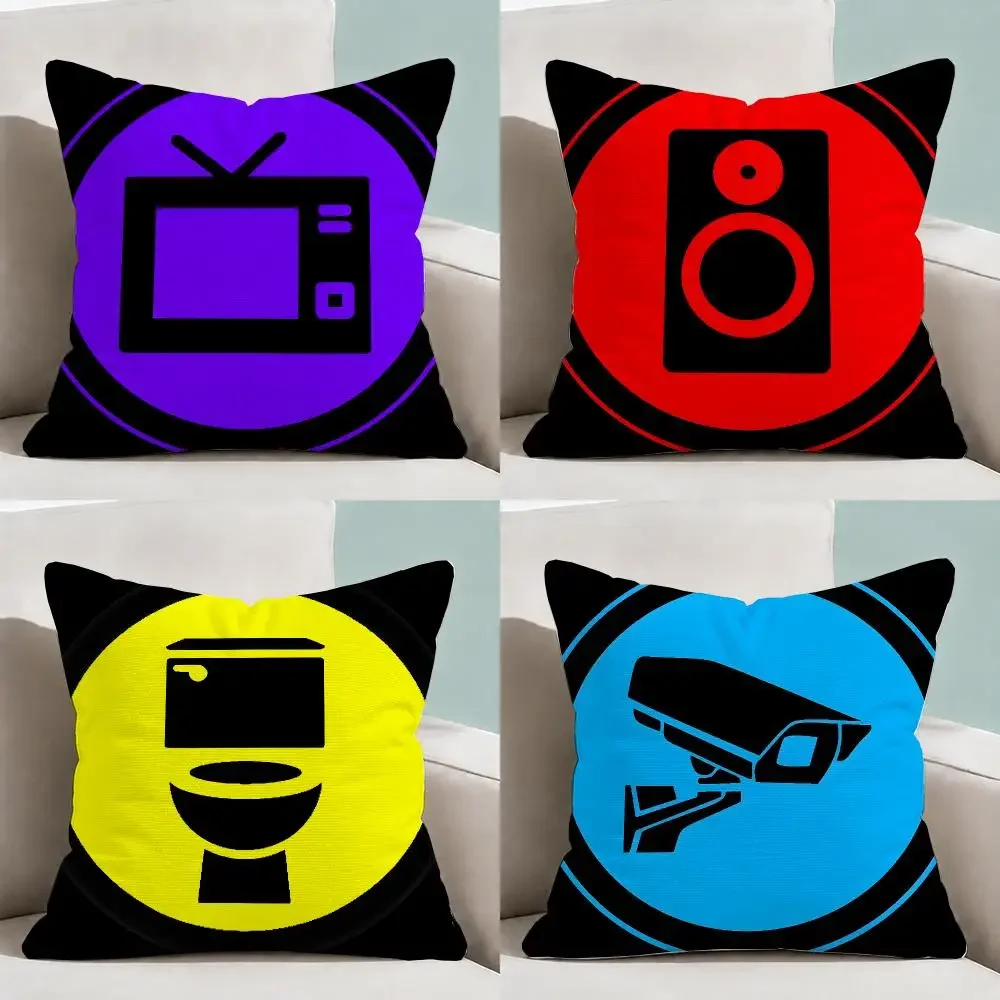 Meme Skibidi Toilet Titan TV Man TTM Cushion Cover Throw Pillow Soft Short Plush Cozy Durable Colorfast Sofa Bedroom Home Decor