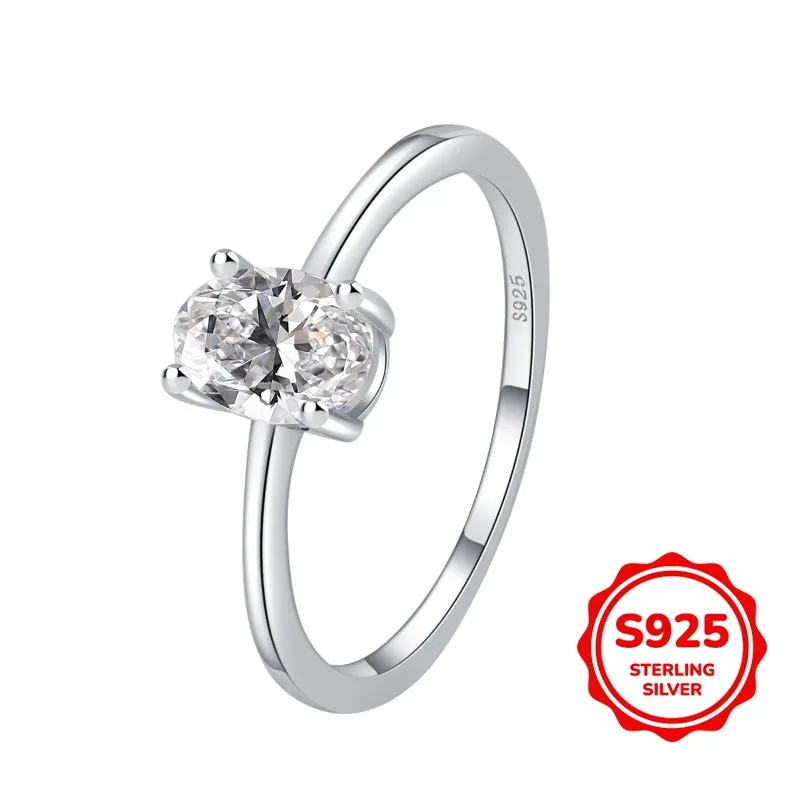 

Personalized Minimalist Authentic S925 Silver Four-claw Zircon Women's Engagement Proposal Ring