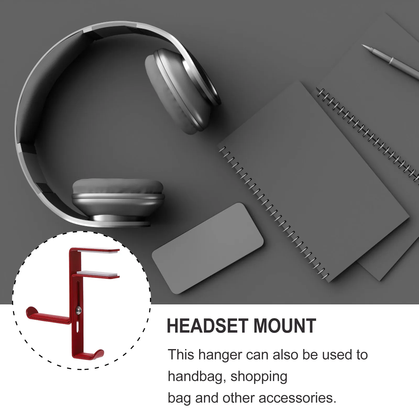 Robust Metal Headphone Holder Clamp Adjustable Under Desk Mount for Headsets No Drilling Required Desktop Organizer Headset Rack
